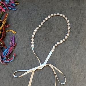 Rose gold crystal and satin ribbon headband hair piece